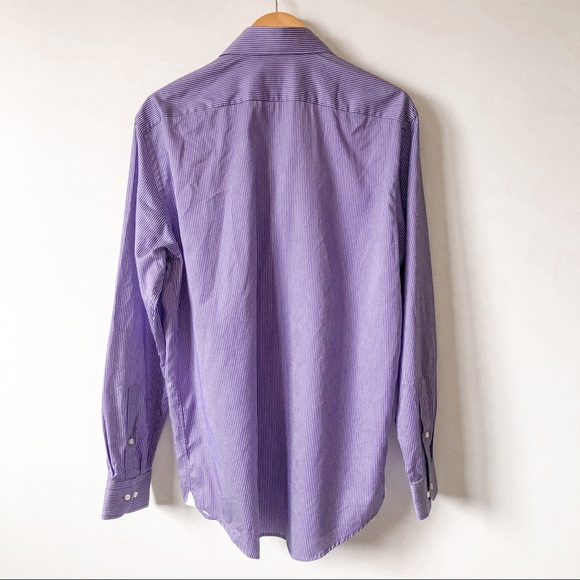 Robert Graham Purple White Striped Dress Shirt 43 / 17 - Picture 5 of 10